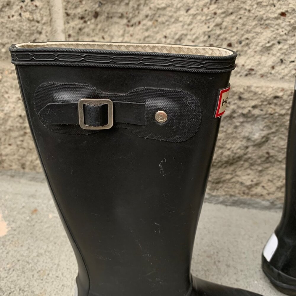 HUNTER Original Rain Boots US 2 EU 32 Big Kids Black High Gum Boot Rubber - Picture 12 of 15
